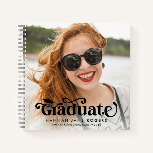 Cuaderno Moderno 2 Mensaje de Graduado de Foto y Firma (Anverso)