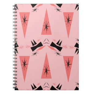 Cuaderno Moderno A Mediados Del Siglo: Patrón De Coral Rosa