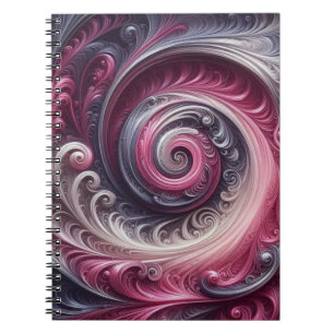 Cuaderno Moderno abstracto simple con remolinos rosa y púrp