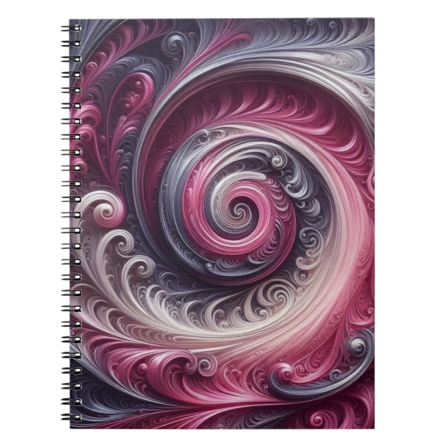 Cuaderno Moderno abstracto simple con remolinos rosa y púrp (Frente)