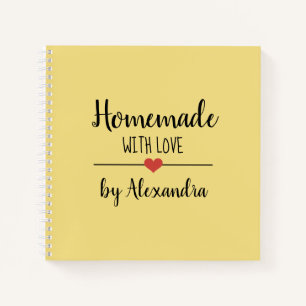 Cuaderno Moderno amarillo casero con receta de amor para el