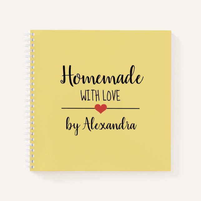 Cuaderno Moderno amarillo casero con receta de amor para el (Anverso)