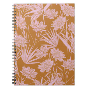 Cuaderno Moderno ambiente retro de flores de jardín monoton