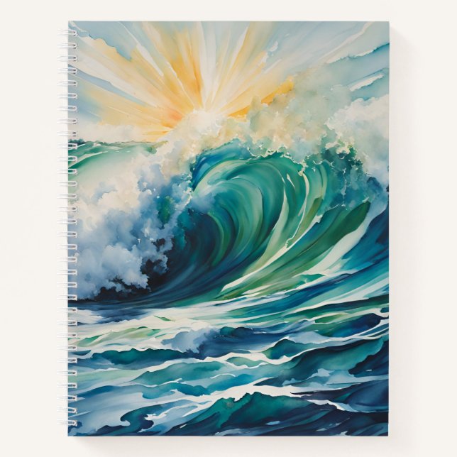 Cuaderno Moderno Art Sun Ocean Wave Crescendo (Anverso)