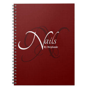 Cuaderno Moderno artista de uñas monograma rojo elegante