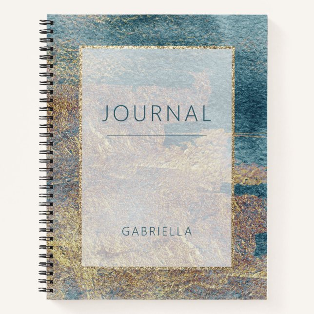 Cuaderno Moderno Beach Resumen Blue & Gold Journal (Anverso)