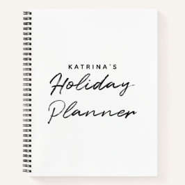 Cuaderno Moderno blanco negro planificador de vacaciones si