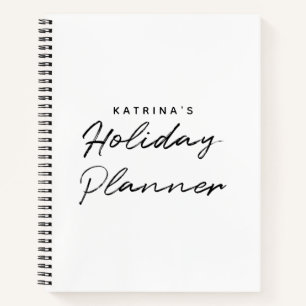 Cuaderno Moderno blanco negro planificador de vacaciones si