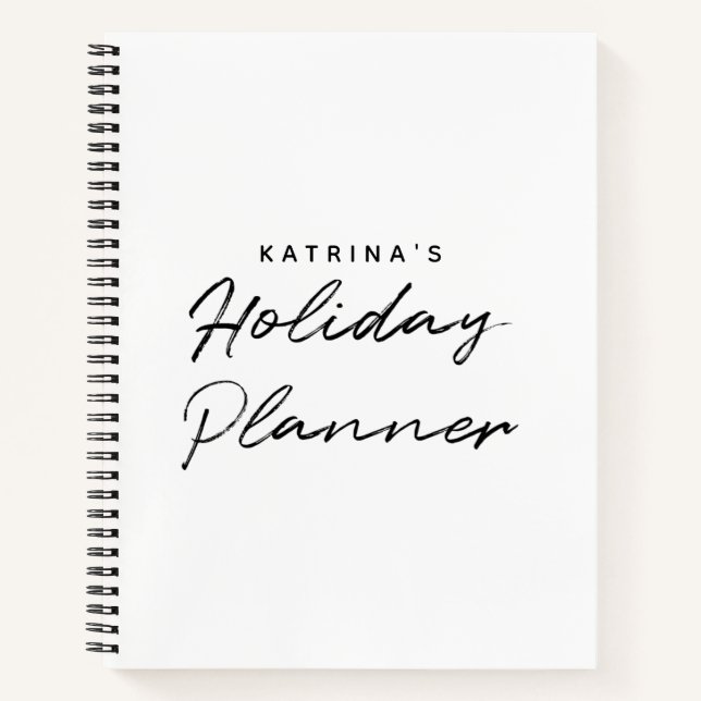Cuaderno Moderno blanco negro planificador de vacaciones si (Anverso)