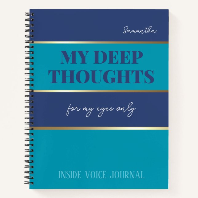 Cuaderno Moderno Blue Verde azulada Gold Trendy My Eyes Onl (Anverso)