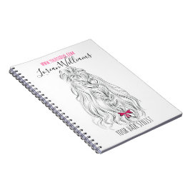 Cuaderno Moderno cabello ondulado blanco negro rosado de ba