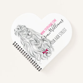 Cuaderno Moderno cabello ondulado blanco negro rosado de ba