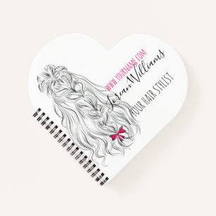 Cuaderno Moderno cabello ondulado blanco negro rosado de ba