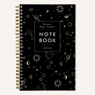Cuaderno Moderno Celestial Motivacional Negro