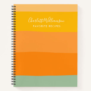 Cuaderno Moderno Chic Personalizado Rayas Receta Familiar