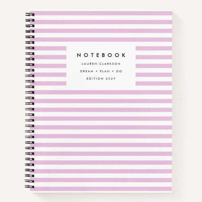 Cuaderno Moderno Chic Rosa Rayado Espiral (Anverso)