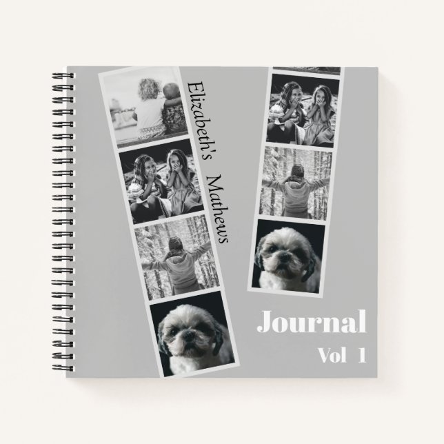 Cuaderno Moderno collage de fotografías en blanco y negro (Anverso)