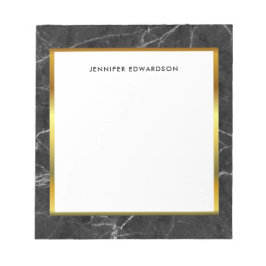 Cuaderno moderno con monograma de mármol blanco y 