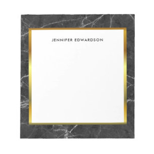 Cuaderno moderno con monograma de mármol blanco y 