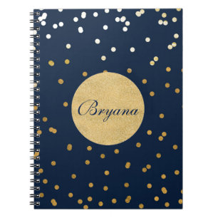 Cuaderno moderno con puntos de confeti brillantes