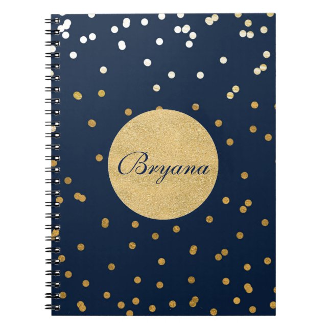 Cuaderno moderno con puntos de confeti brillantes  (Frente)