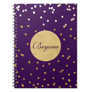 Cuaderno moderno con puntos de confeti brillantes 