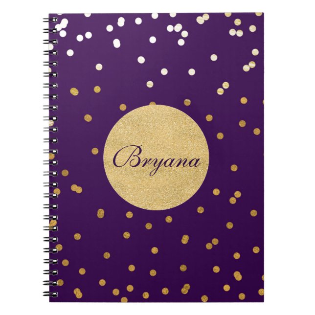 Cuaderno moderno con puntos de confeti brillantes  (Frente)