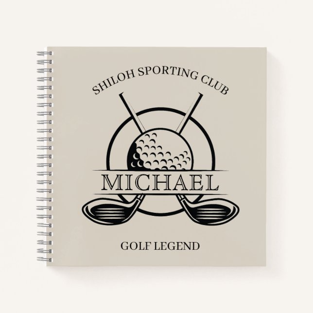 Cuaderno Moderno Cross Club Name Golf (Anverso)
