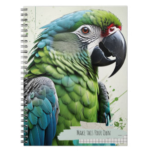Cuaderno moderno de arte de collage de loro verde 