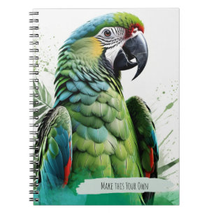 Cuaderno moderno de loro verde colorido