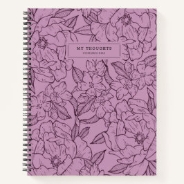 Cuaderno moderno de patrón floral púrpura de bonit