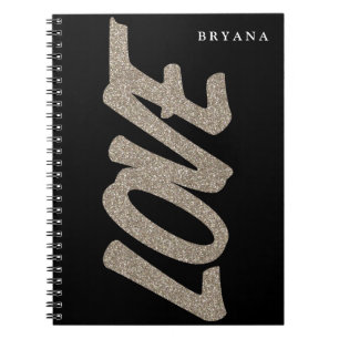 Cuaderno moderno de purpurina dorada LOVE