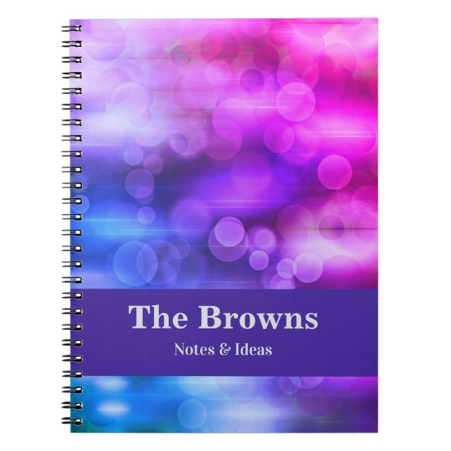 Cuaderno Moderno diseño abstracto de círculos rosados y mor (Frente)