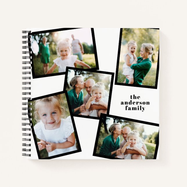 Cuaderno Moderno elegante de fotos múltiples personalizadas (Anverso)