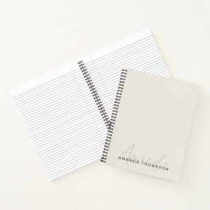 Cuaderno Moderno Elegante Personalizado Con Monograma Nombr