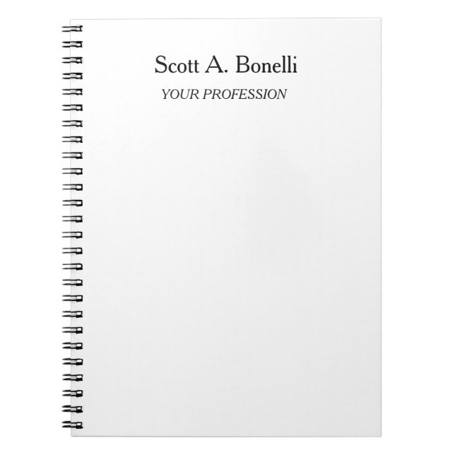 Cuaderno Moderno Elegante Plano Simple Blanco Especial (Frente)