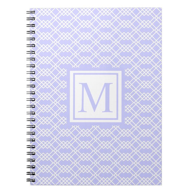 Cuaderno Moderno Entramado Geométrico Monograma Periwinkle  (Frente)