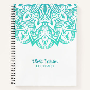 Cuaderno Moderno entrenador de vida turquesa en Mandala