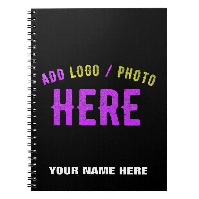 CUADERNO MODERNO ESTILIZADO PERSONALIZABLE NEGRO MARCADO VE (Frente)