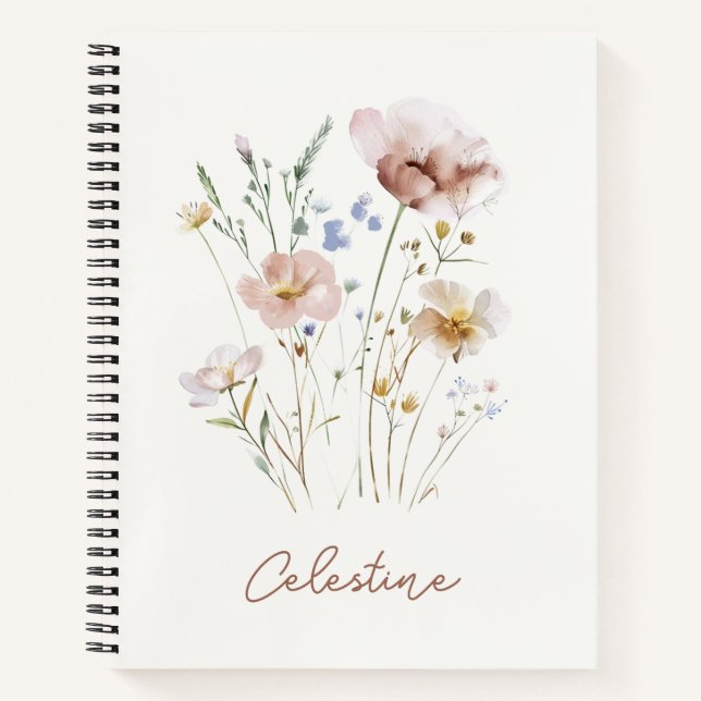 Cuaderno Moderno Floral Personalizado Suave (Anverso)