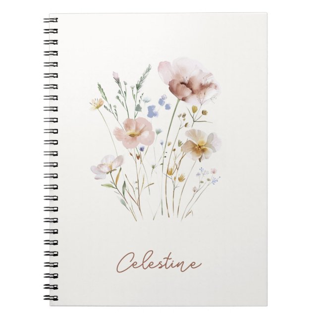 Cuaderno Moderno Floral Personalizado Suave (Frente)