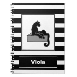 Cuaderno Moderno Gato de Pantera Negra con Estilo Blanco