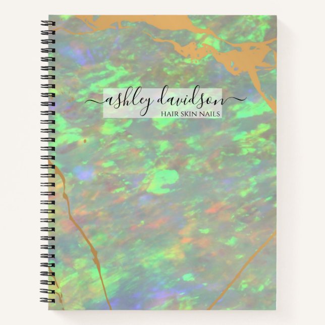 Cuaderno moderno glam opal verde (Anverso)