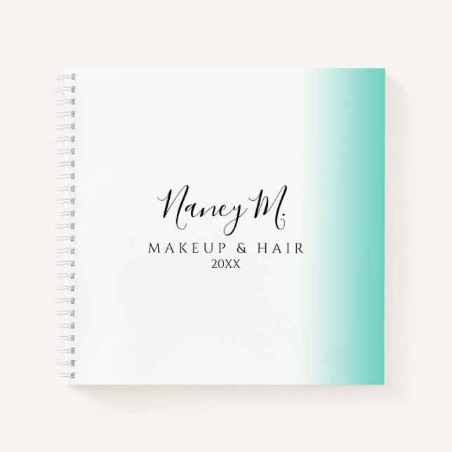 Cuaderno Moderno gradiente mínimo de menta maquillaje blanc (Anverso)