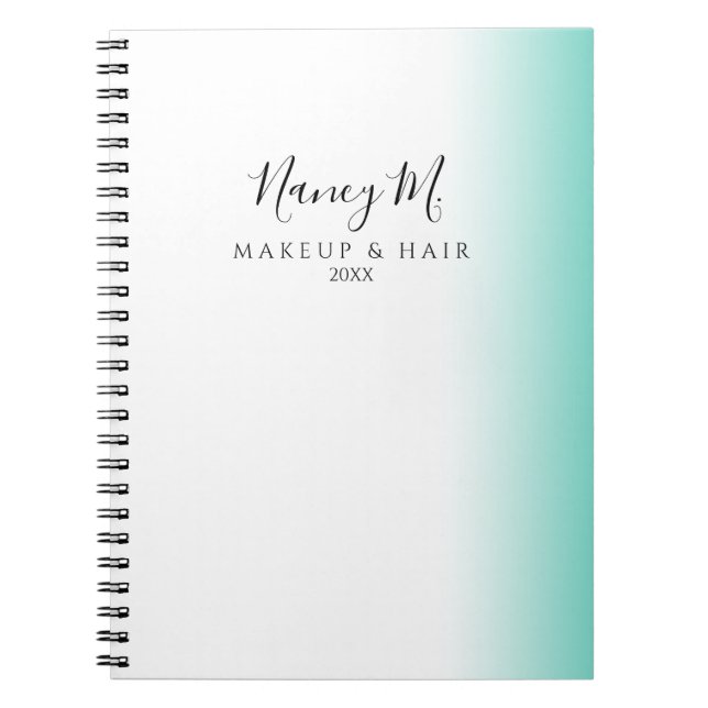 Cuaderno Moderno gradiente mínimo de menta maquillaje blanc (Frente)