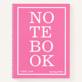 Cuaderno moderno grande de color rosa brillante "C