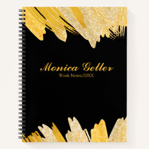 Cuaderno Moderno guión estilo Negro Tema de nombre dorado