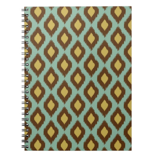 Cuaderno Moderno ikat tribal amarillo azul moderno (Frente)