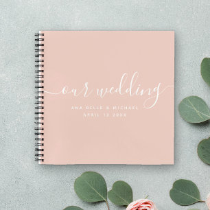 Cuaderno Moderno invitado de bodas elegante rosado de Rubor