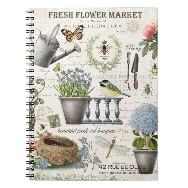 Cuaderno Moderno jardín de flores de la casa de campo franc (Frente)